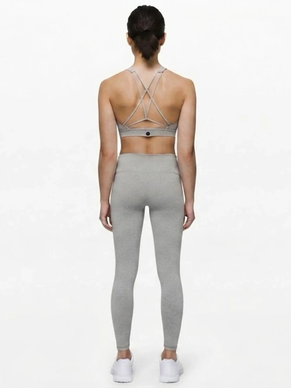 Prana Heavana Heather Gray Strappy Sports Bra